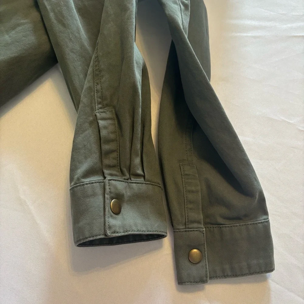 GAP Army Green Twill Snap Zip Cinch Waist Pockets Military Utility Jacket Sz M